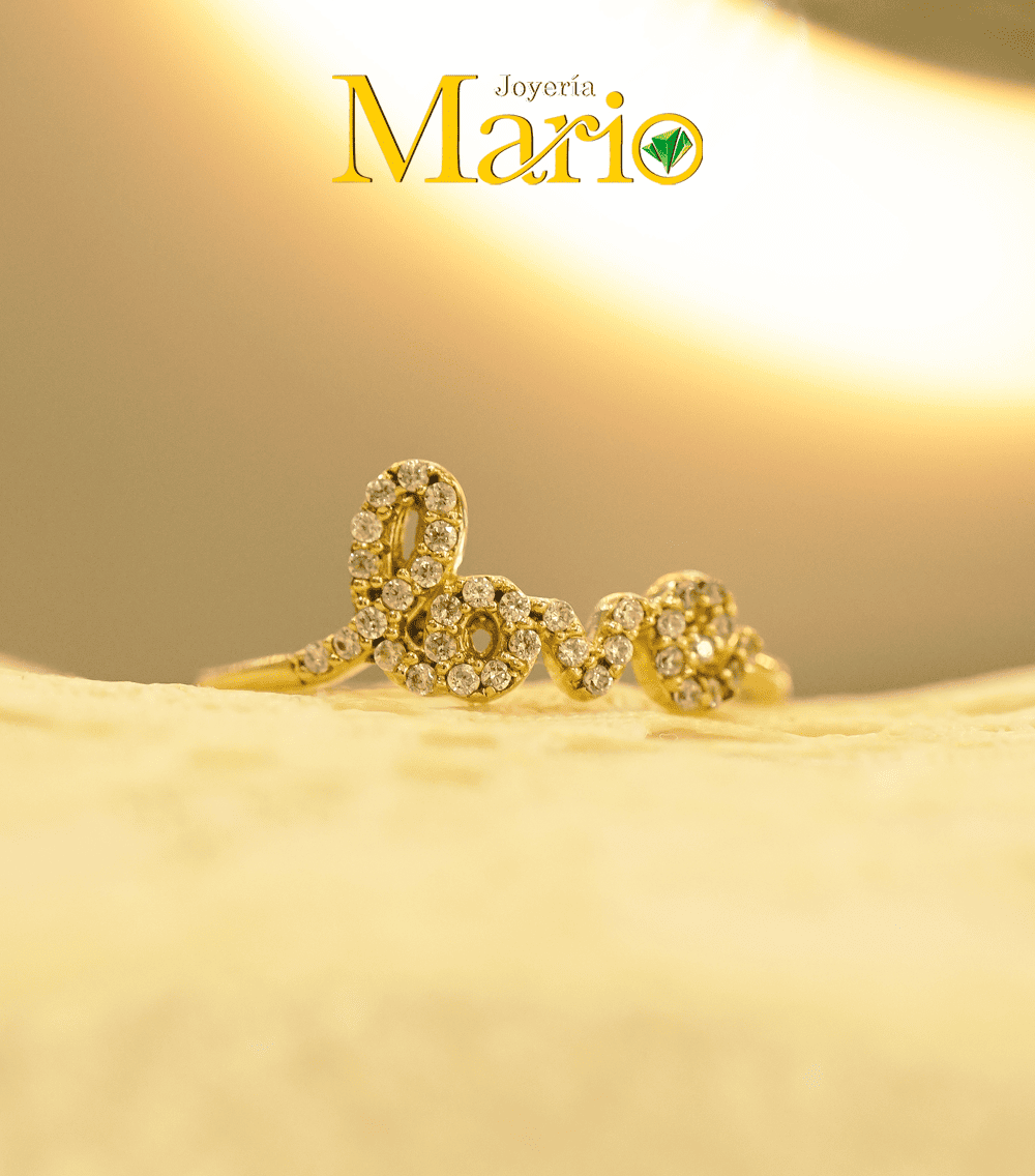 Anillo Love Con Circones, en Oro Nacional de 18k.