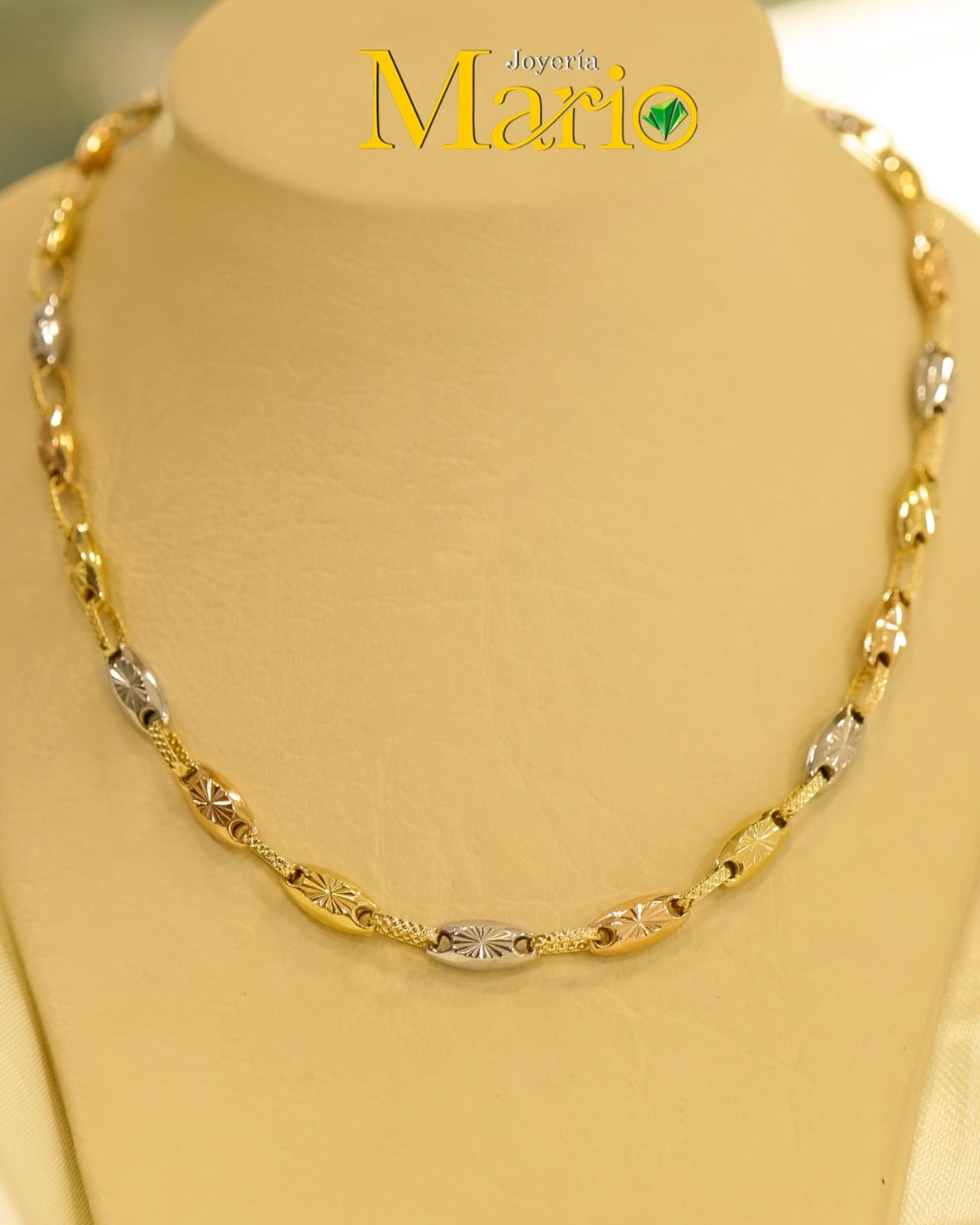 Cadena, Tejido Rustico en oro nacional de 8k