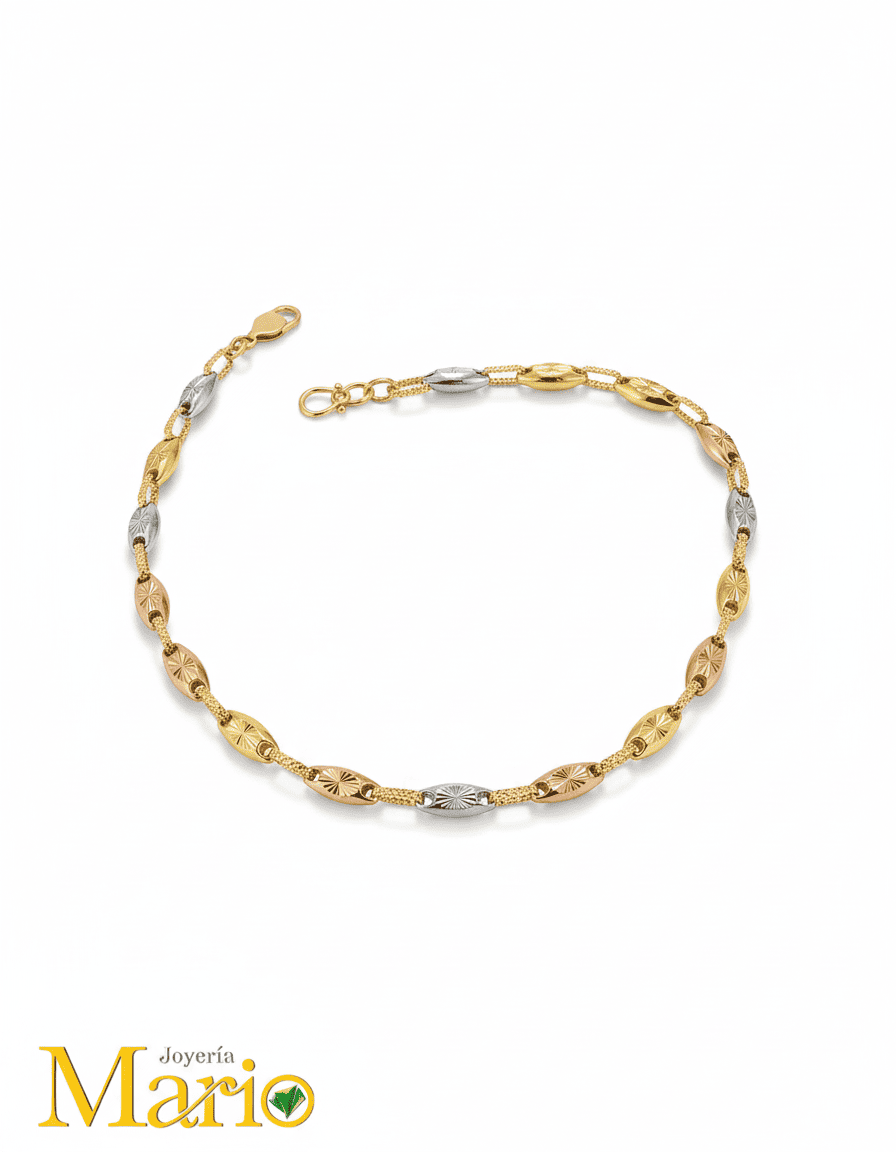 Cadena, Tejido Rustico en oro nacional de 8k