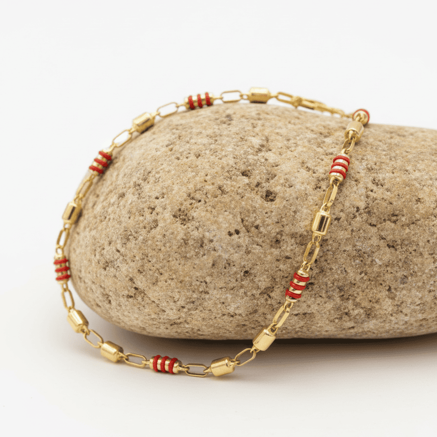 Pulsera de 8k Oro Nacional. Tejido Rustico