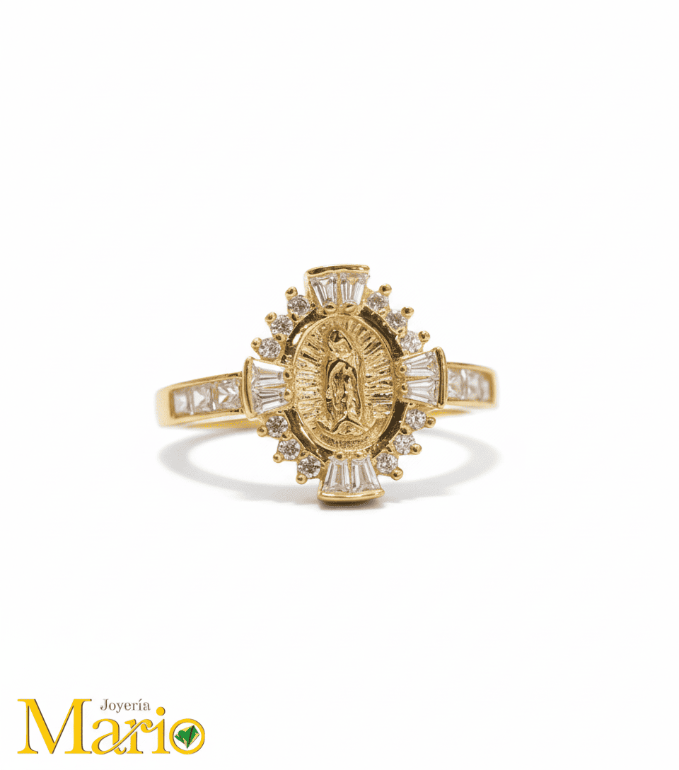 Anillo Virgen Con Circones, en oro Nacional de 18k.